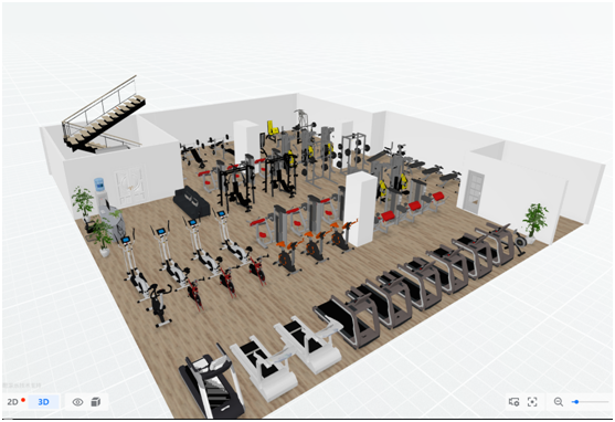 370㎡专业健身房空间布局